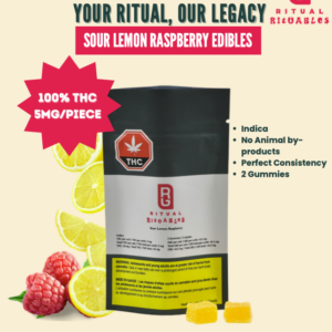 Sour Lemon Raspberry Indica Edible Gummies 2 x 5mg