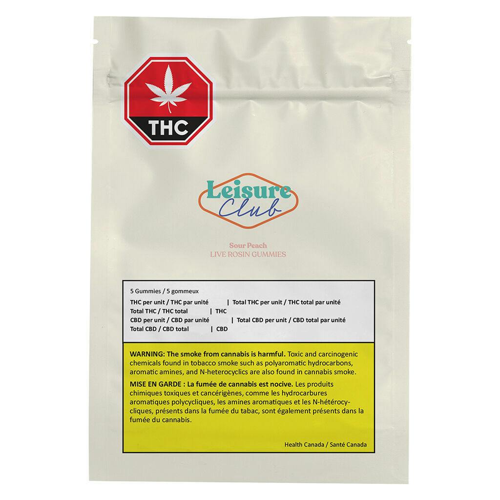 Sour Peach Sativa Live Rosin Gummies 5 pack